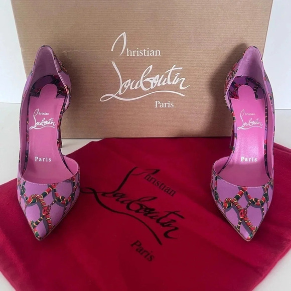 Christian Louboutin Satin Printed Iriza Pumps Gummy Snakes Women Size 34.5 EU - Picture 12 of 12